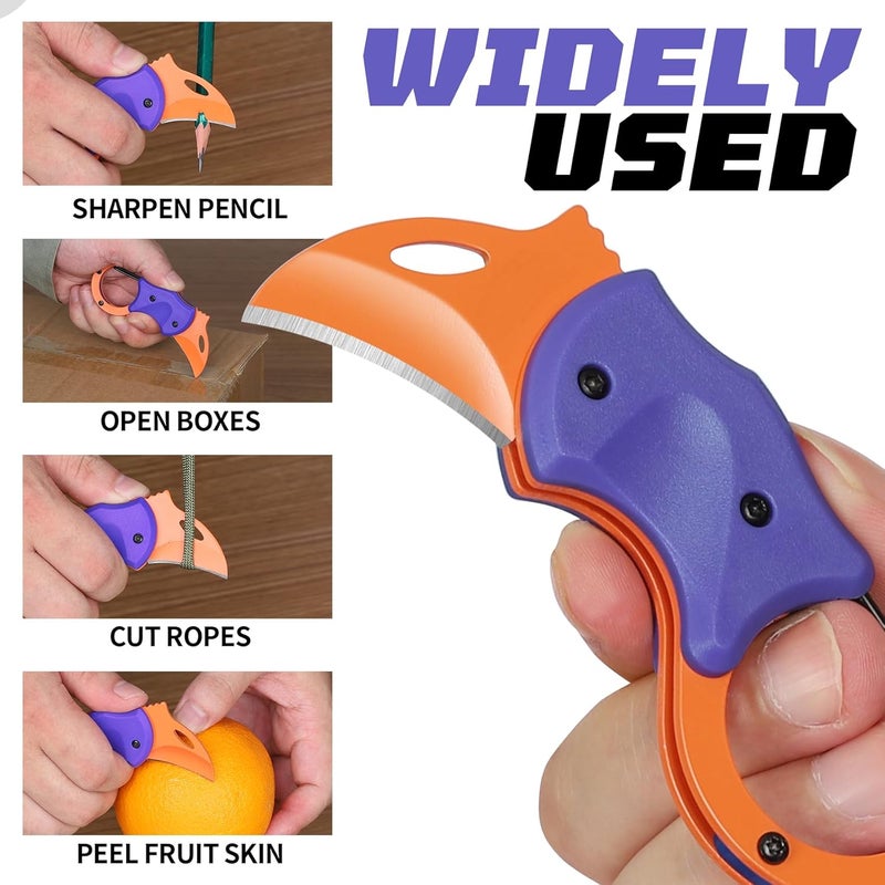 ZAVIT Small Pocket Knife for Men, EDC Multitool Knife Gadgets, Gifts for Men Brother Uncle, Gifts ldea for Camping Fishing Hiking, Christmas Birthday Gift, Everyday Carry Knife, P-urple - Image 3